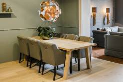 Light dining table in an open living area