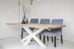 Dining table with a white cross frame