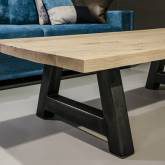 Detail of the coffee table with wooden top