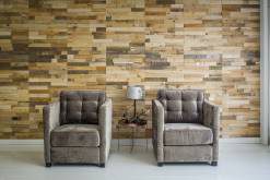 Pair of grey upholstered armchairs