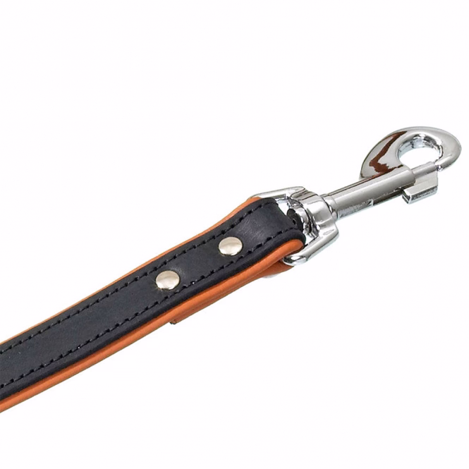 Karlie Rodeo Leine genietet, 22mm 100cm - schwarz/cognac