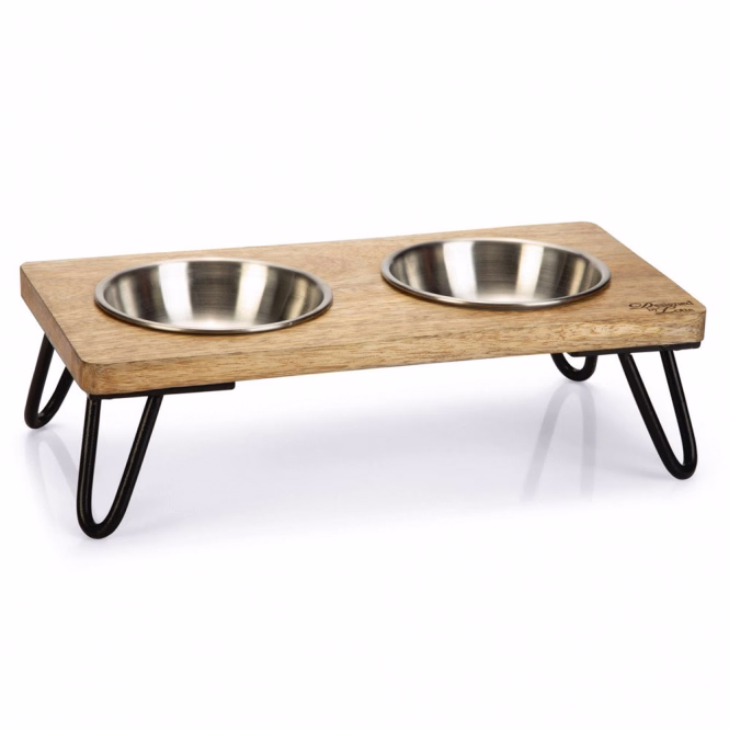Katzennapf-Set Linga aus Mangoholz
