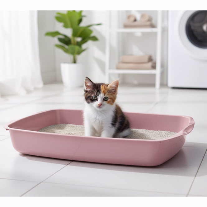 Savic Katzentoilette flach - blau/rosa