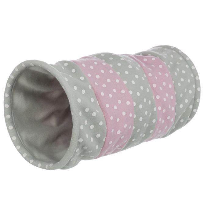 Trixie Spieltunnel aus Fleece - hellgrau/rosa
