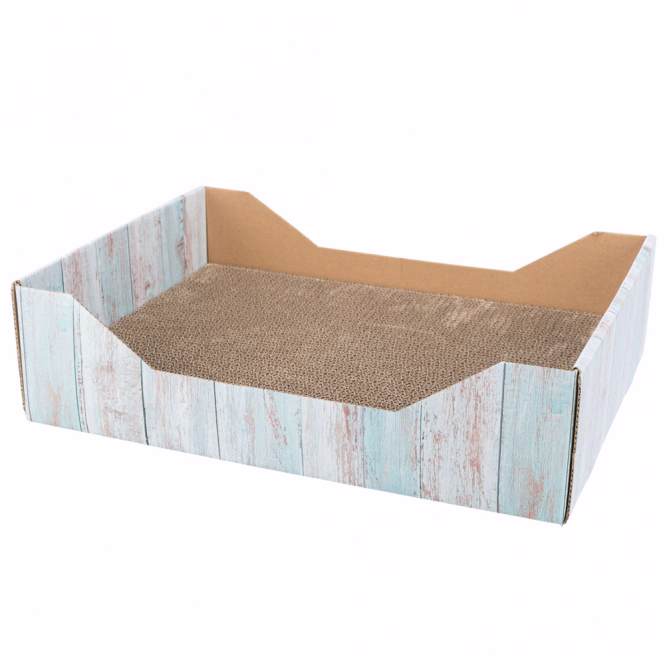 Kratzbett aus Wellpappe in Holz-Optik