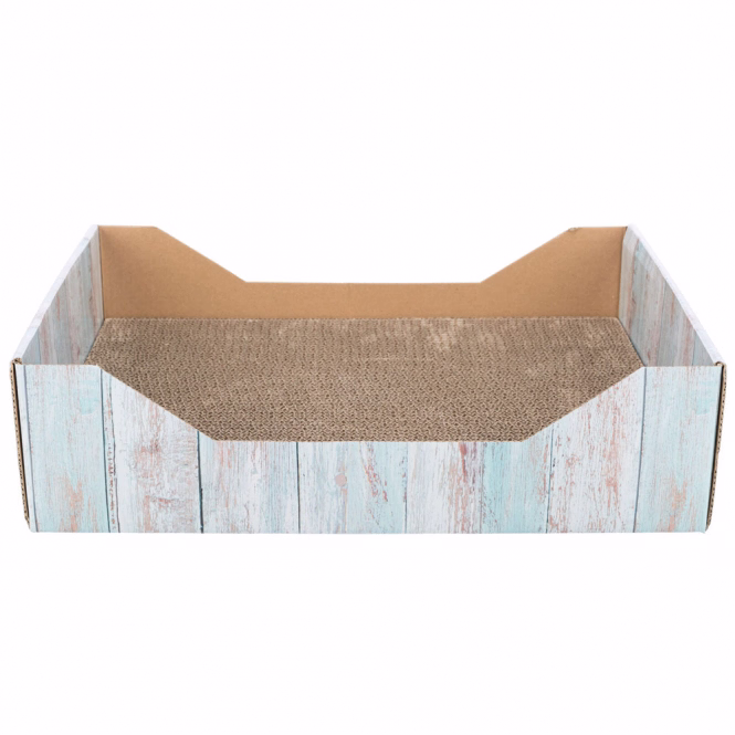 Kratzbett aus Wellpappe in Holz-Optik
