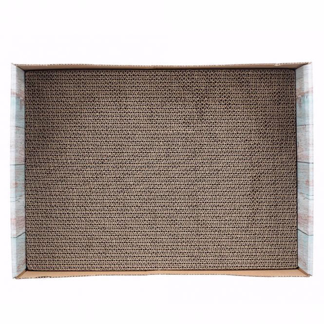 Kratzbett aus Wellpappe in Holz-Optik