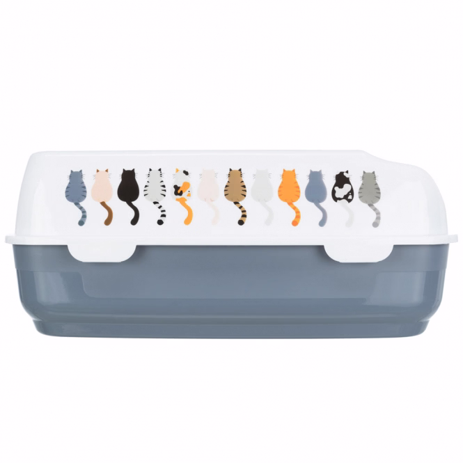 Trixie Katzentoilette Delio mit Motiv - grau/weiß