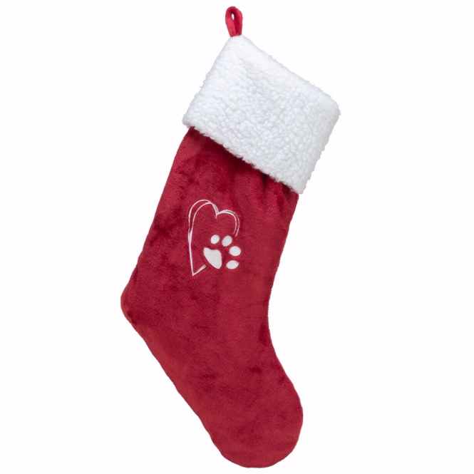 Weihnachtsstrumpf mit Pfotenmotiv