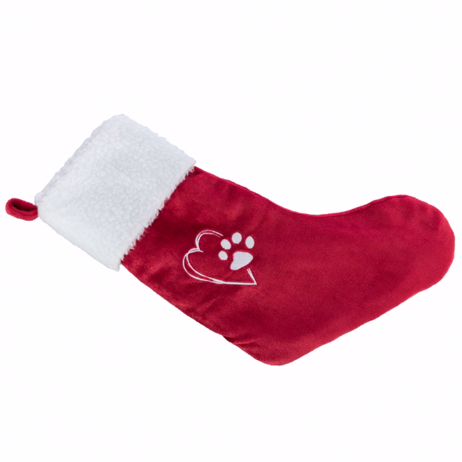 Weihnachtsstrumpf mit Pfotenmotiv