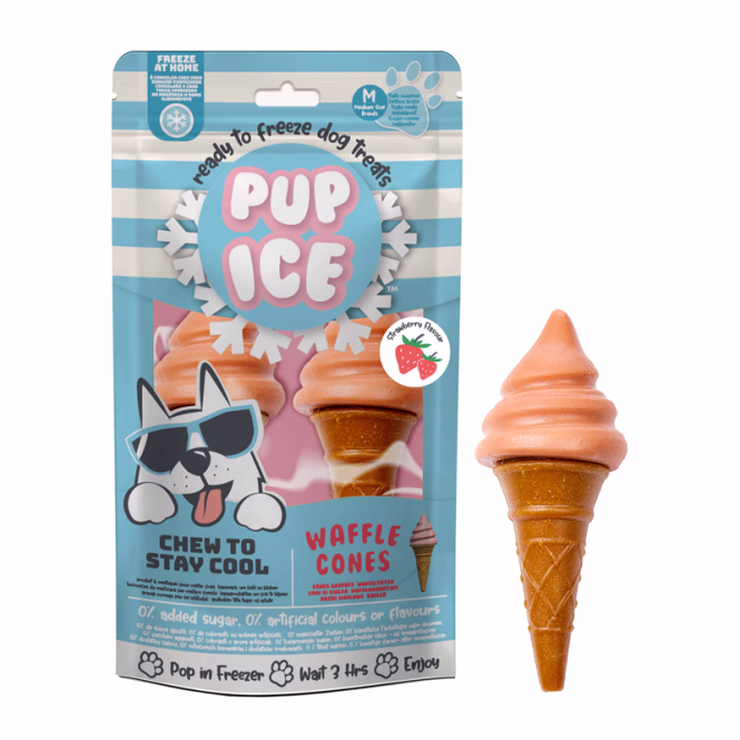 Pup Ice Waffle Cones Strawberry M - 2 Stück
