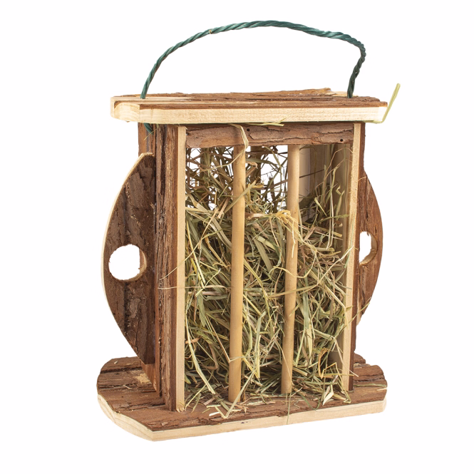 Holz-Heuraufe mit Rinde