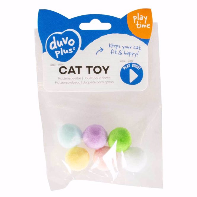 Katzenspielzeug Pompon-Bälle, 6 Stück