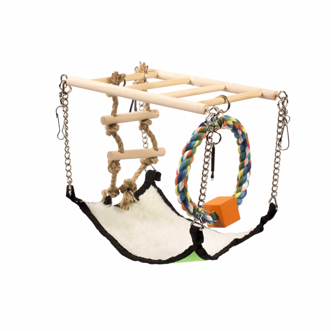 Holz-Hängebrücke mit Hängematte für Nager