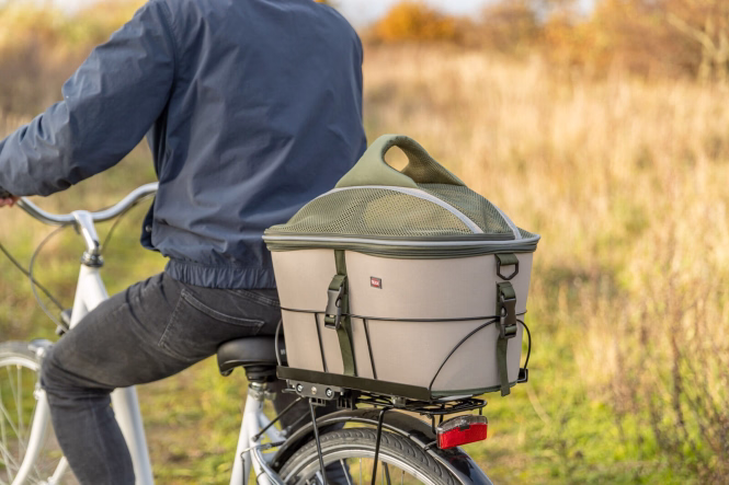 Trixie Fahrradkorb für den Gepäckträger - olivgrün/beige