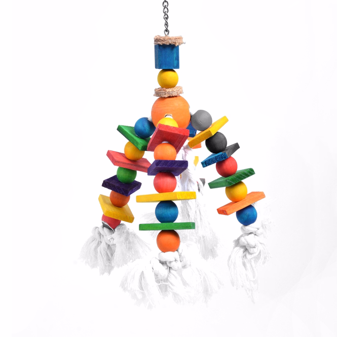 Duvoplus buntes Vogelspielzeug aus Holzblöcken/Seil