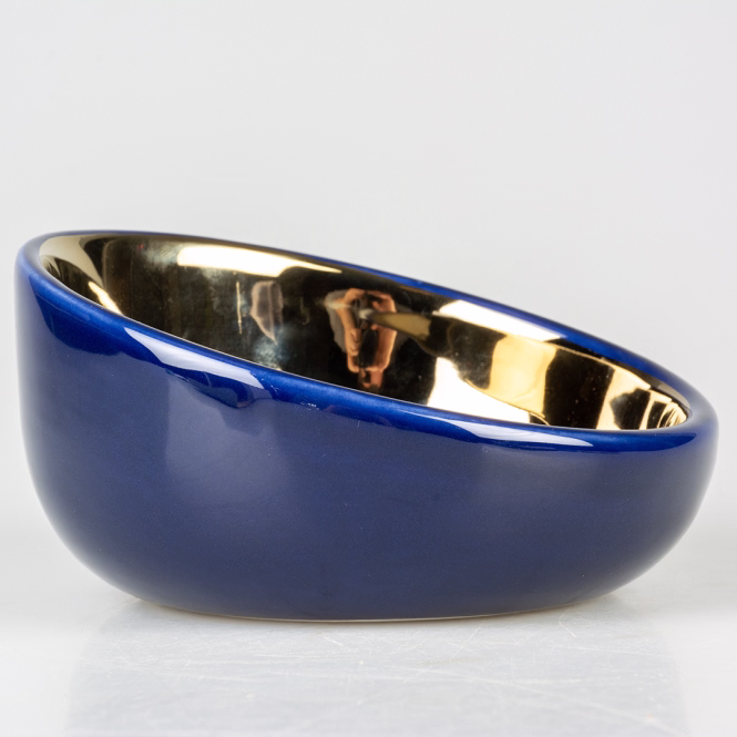 Duvoplus Futternapf Stone Obliq - blau/gold - 150ml - 13x13,5x7cm