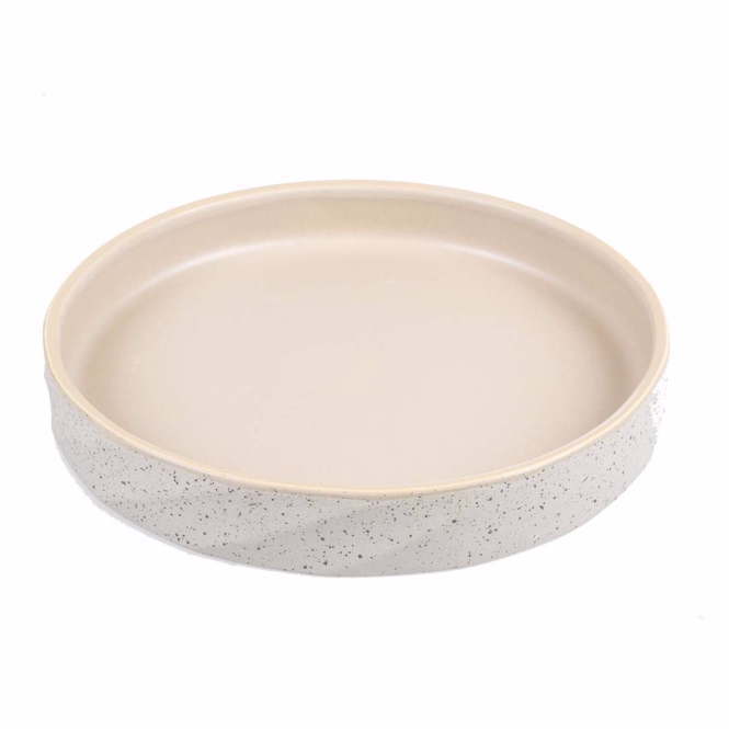 Flacher Keramiknapf Stone Wavy Dune