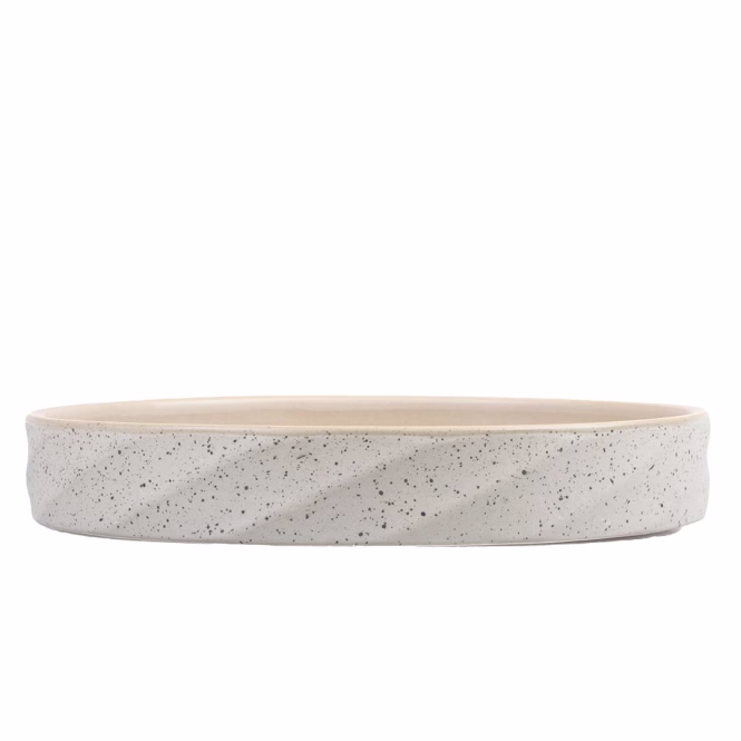 Flacher Keramiknapf Stone Wavy Dune