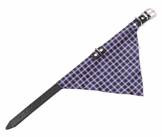 KOLIBRI Lederhalsband mit Karo-Halstuch – breit