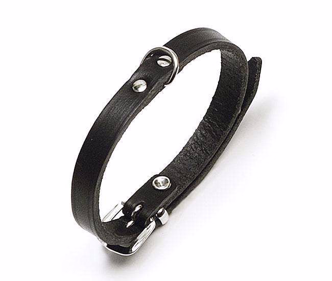 RONDO Lederhalsband genietet Schwarz 12 mm, 37 cm
