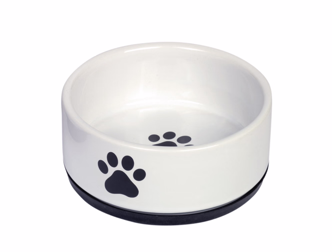 Nobby Keramiknapf Paw - weiß - 400 ml / Ø 14 x 6,5 cm