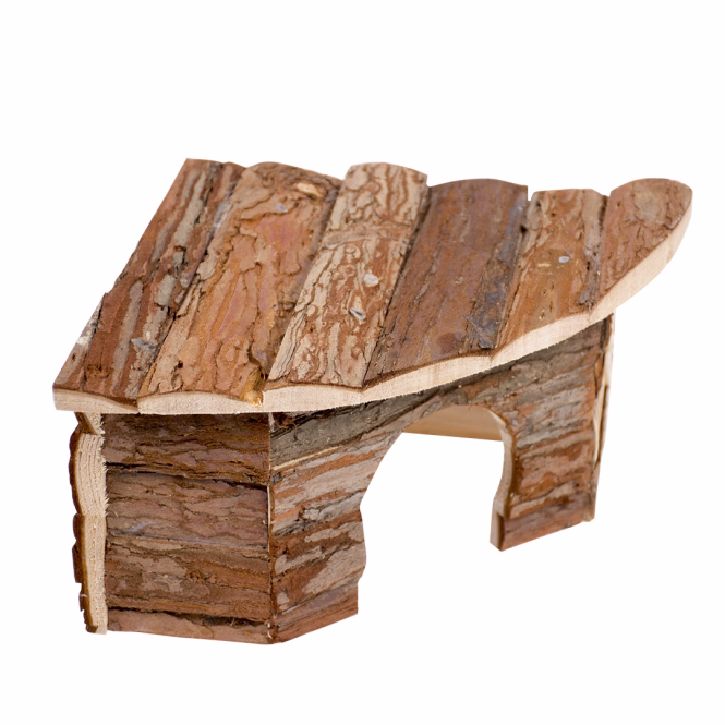 Duvoplus Eck-Kleintierhaus mit Rinde - 22 x 22 x 13cm