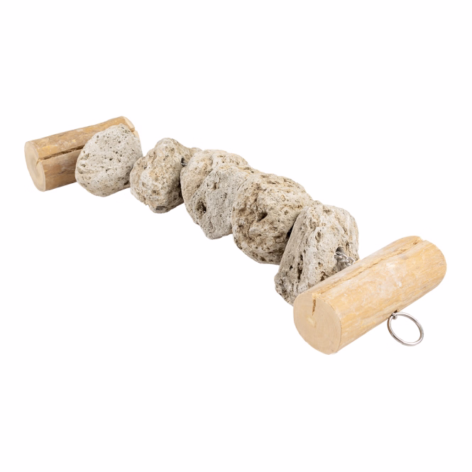Vogelspielzeug mit Lavasteinen und Javaholz