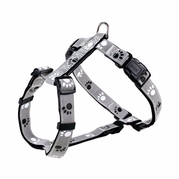 Trixie Geschirr Silver Reflect - Pfotenmotiv - 52?75 cm / 25mm