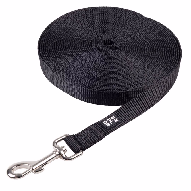 Duvoplus EXPLOR Trackingleine Classic flach - schwarz - 15m/20mm