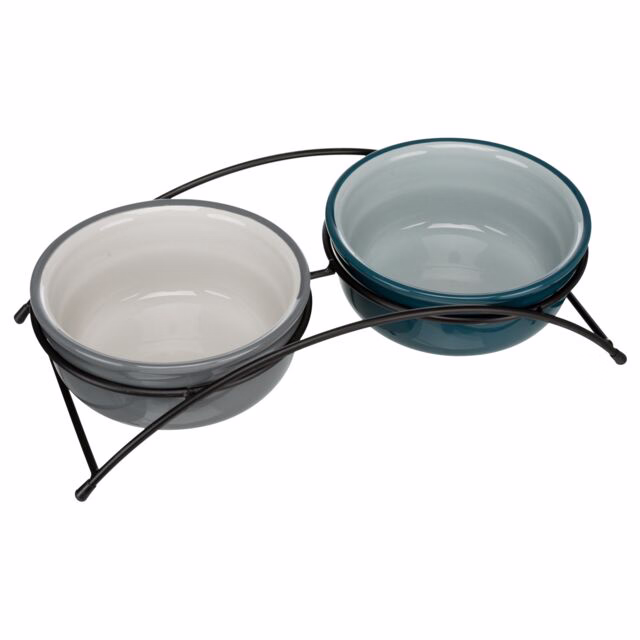 Trixie Napf-Set, Keramik/Metall - petrol/grau - 2 × 1,6 l