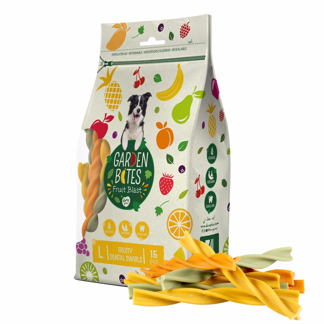 Garden Bites Fruity Dental Swirls - L - 16cm / 15 Stück