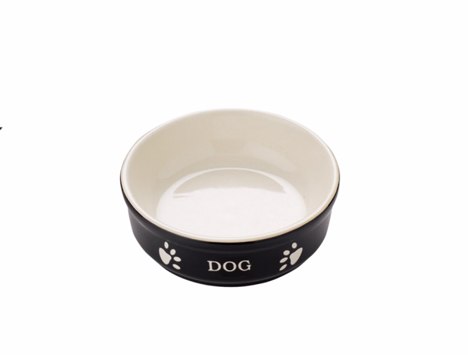 Nobby Keramiknapf Dog - schwarz/beige - 130 ml / 12 x 12 x 3,7 cm