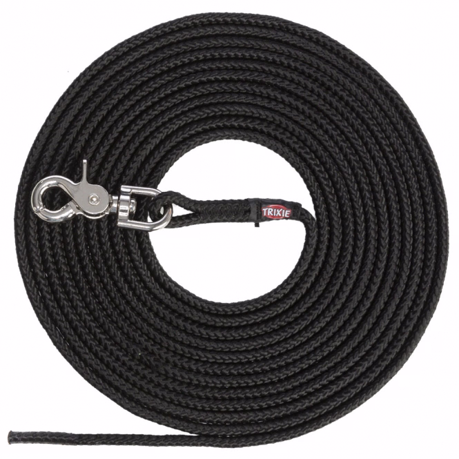 Trixie Schleppleine, rund aus Segeltau mit Trigger Snap Hook - schwarz - 20 m