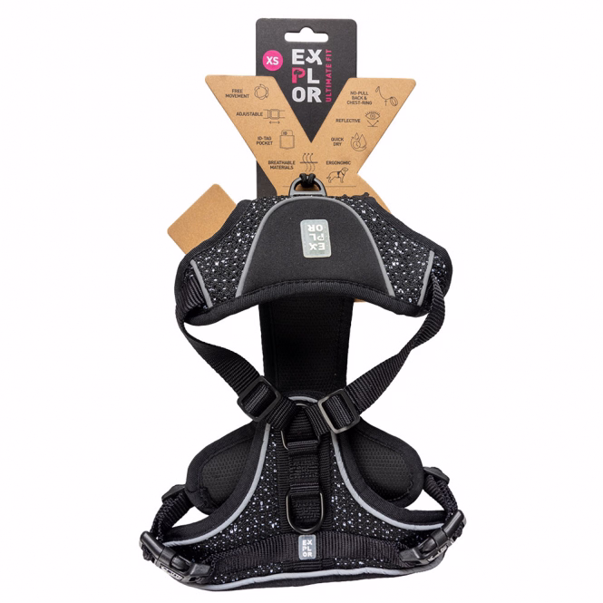 Duvoplus EXPLOR Ultimate Fit No-Pull-Geschirr - granite black - XS - 28-37cm - 32-43cm