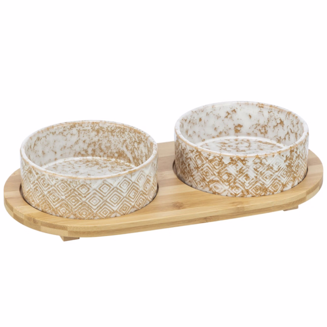 Trixie Napf-Set, Keramik/Bambus - 2 × 0,8 l
