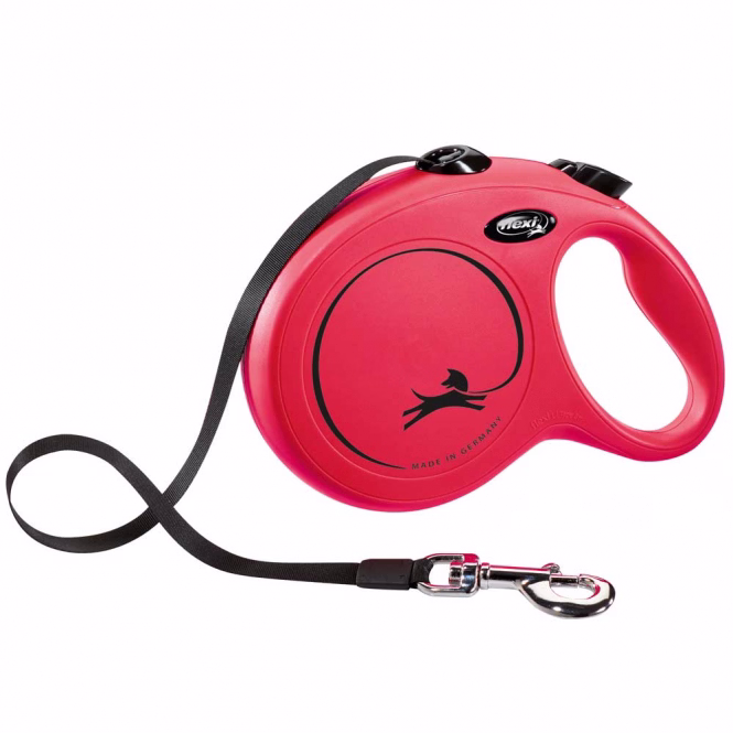 FLEXI Rollleine New CLASSIC Gurt - 8m, bis 50kg - Rot