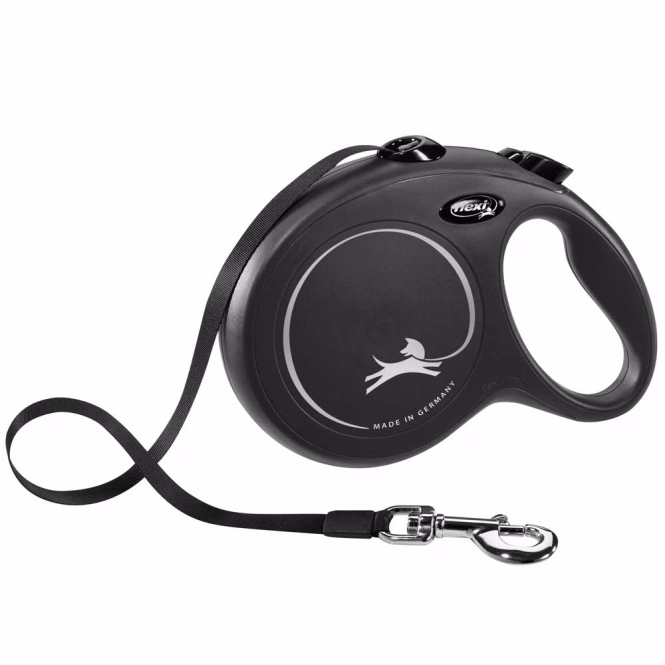 FLEXI Rollleine New CLASSIC Gurt - 8m, bis 50kg - Schwarz