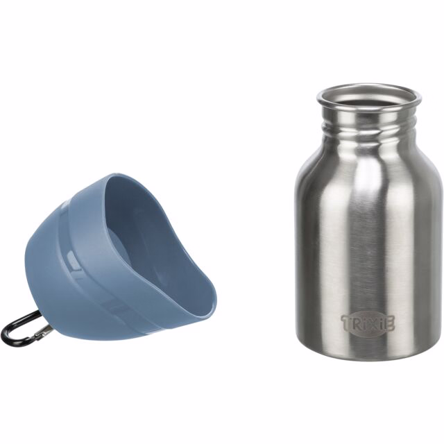Trixie Edelstahl-Flasche mit Trinknapf - 750 ml