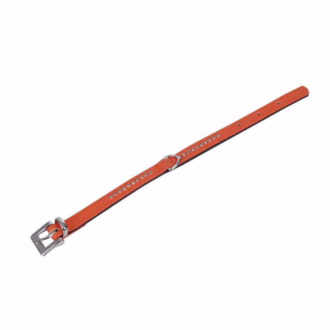 Karlie Vintage Strass Halsband - Mandarine - 4-reihig, 60cm/40mm
