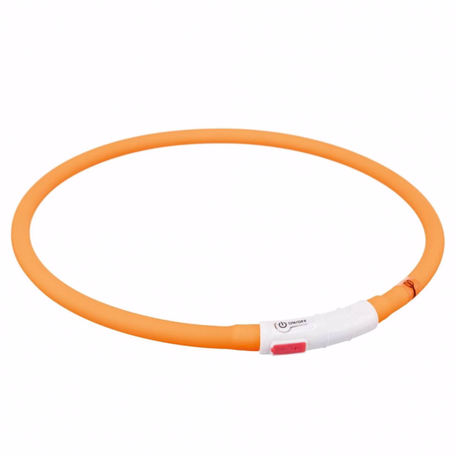 Trixie Flash Leuchtring USB aus Silikon - orange